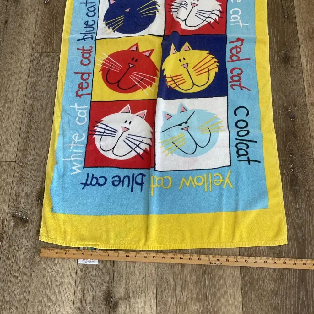 VTG Palm Cove Beach Towel CATS Cat Lover Colorful 100% Cotton 27